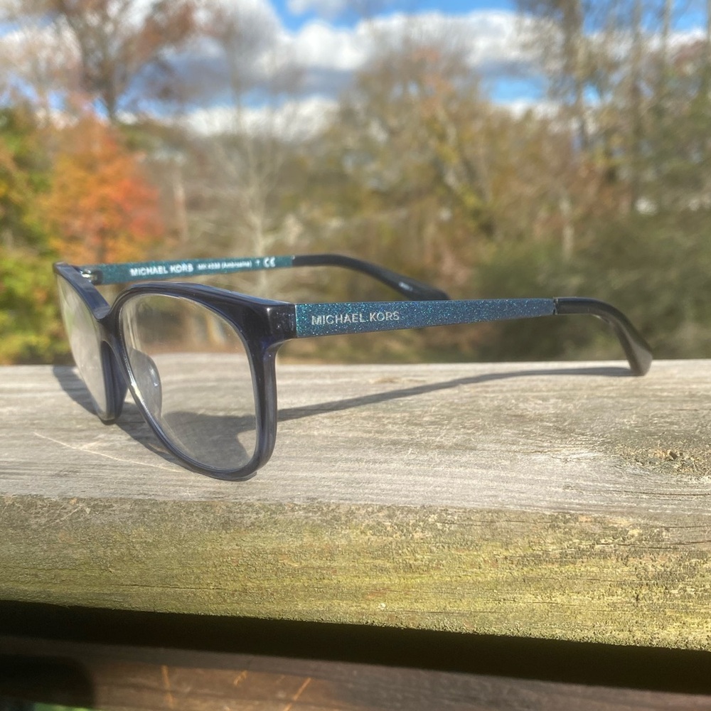 Michael Kors Ambrosine glasses frames sparkly teal and blue 53[]15 135